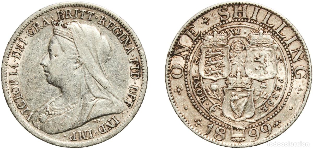 Monedas antiguas de Europa: Great Britain United Kingdom United Kingdom 1899 1 Shilling - Victoria (3rd portrait; 'Old Head') S