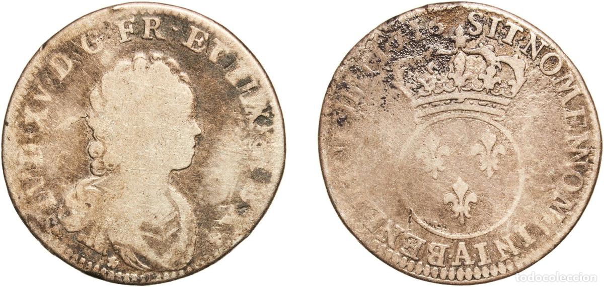 Monedas antiguas de Europa: France Kingdom 1716 A &frac14; &eacute;cu &rdquo;vertugadin&rdquo; - Louis XV Silver (.917) Paris Mint 6.97g VF KM 419 Dy ro