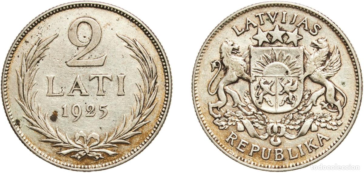Monedas antiguas de Europa: Latvia Republic 1925 2 Lati Silver (.835) Royal Mint (Tower Hill) (6385531) 9.93g XF KM 8 Sch&ouml;n 8