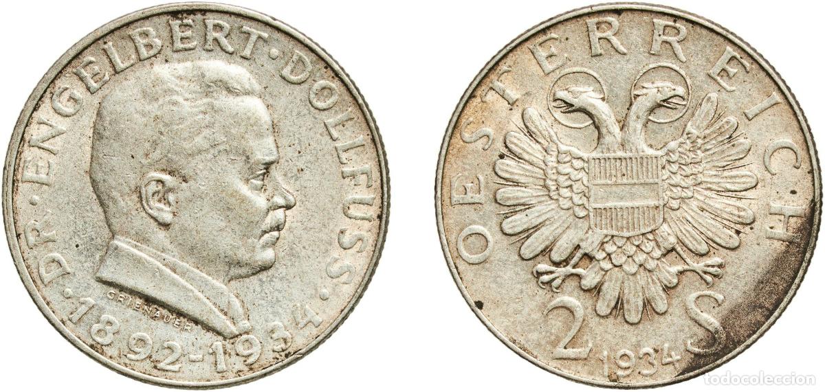 Monedas antiguas de Europa: Austria Federal State 1934 2 Schilling (Death of Engelbert Dollfuss) Silver (.640) Vienna Mint (150