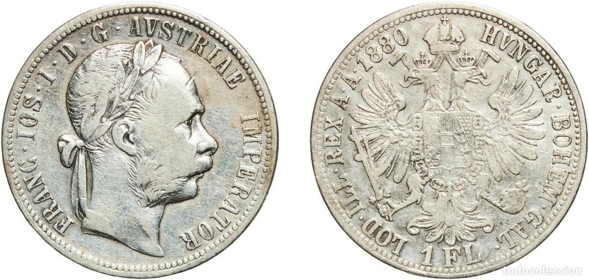 Monedas antiguas de Europa: Austria Empire 1880 1 Florin - Franz Joseph I Silver (.900) Vienna Mint (6504624) 12.19g VF KM 222