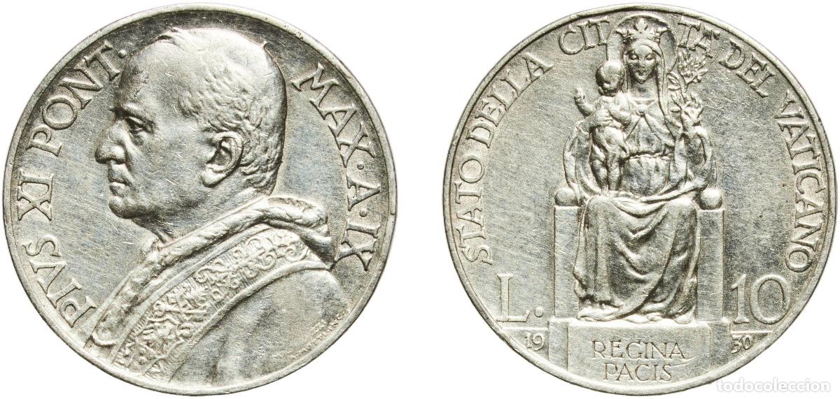 Monedas antiguas de Europa: Vatican City City State 1930 10 Lire - Pivs XI Silver (.835) (50000) 10g XF KM 8 Berman 3354