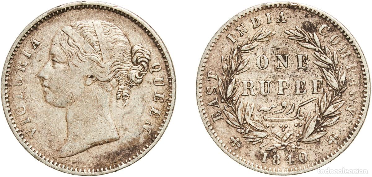 Monedas antiguas de Europa: India East India Company 1840 1 Rupee - Victoria Silver (.917) (398554000) 11.63g VF KM 458.1