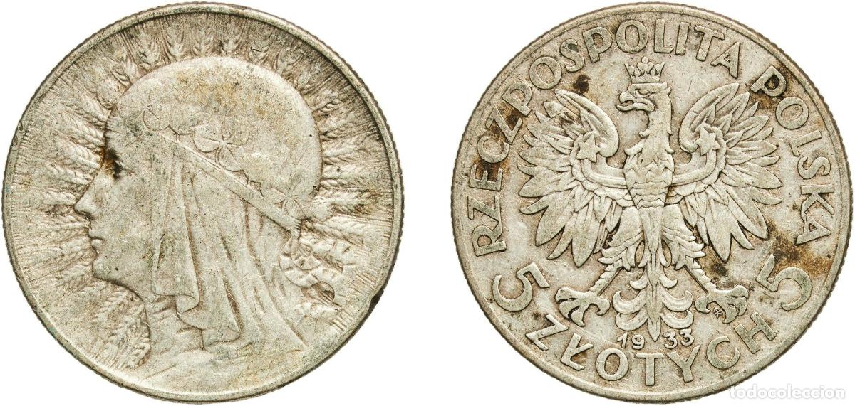 Monedas antiguas de Europa: Poland Second Republic 1933 MW 5 Złotych (Polonia) Silver (.750) Royal Mint (Tower Hill) (11000000)