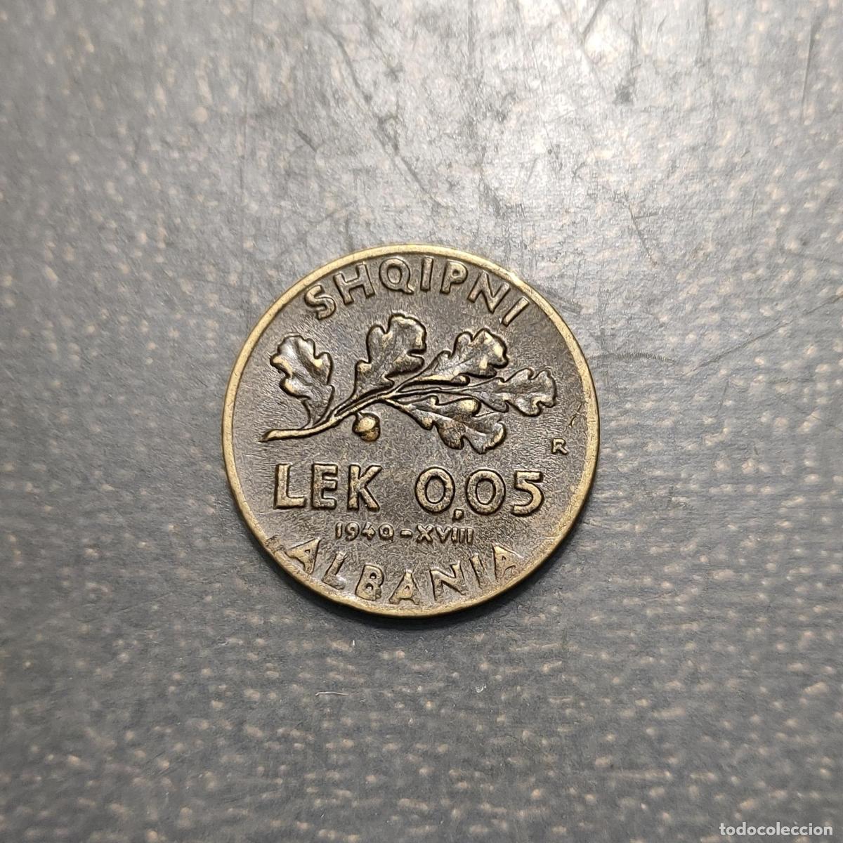 Monedas antiguas de Europa: ALBANIA OCUPACION ITALIANA 0,05 LEK 1940 MBC+