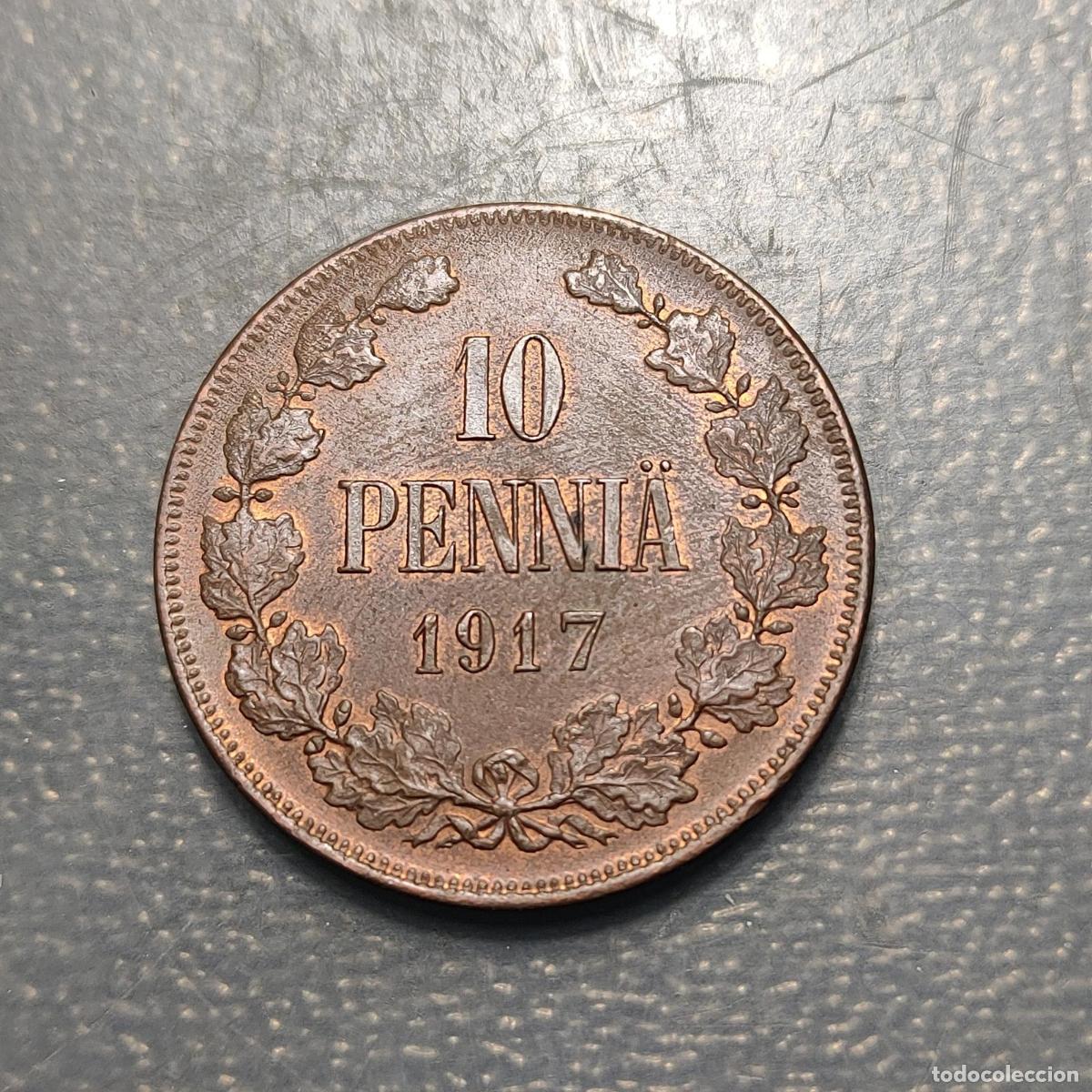 Monedas antiguas de Europa: FINLANDIA FINLAND 10 PENNIA 1917 EBC+ PARTE DE BRILLO ORIGINAL