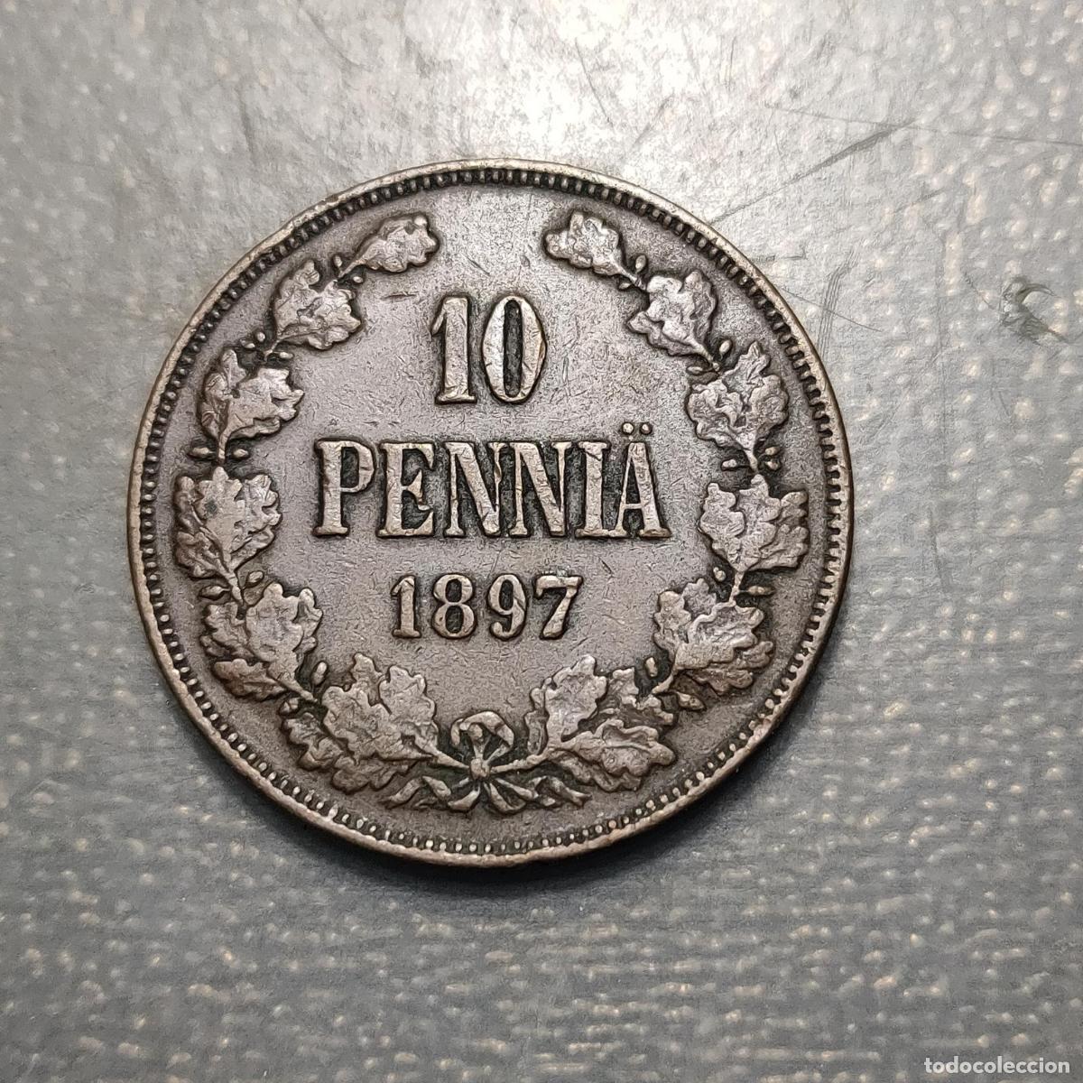 Monedas antiguas de Europa: FINLANDIA RUSIA RUSSIAN FINLAND 10 PENNIA 1897 MBC-