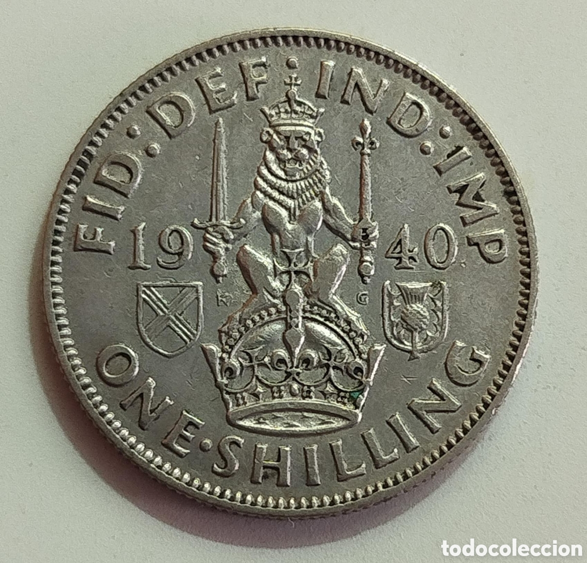 Old Coins of Europe: Moneda Plata 1 Chel&iacute;n 1940 - Reino Unido - Rey Jorge VI