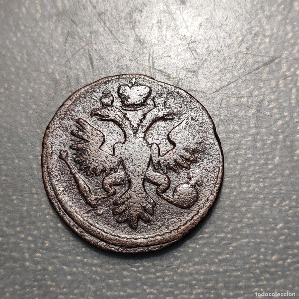 Monedas antiguas de Europa: RUSIA RUSSIA DENGA 1/2 KOPEK 1734 MBC/MBC+
