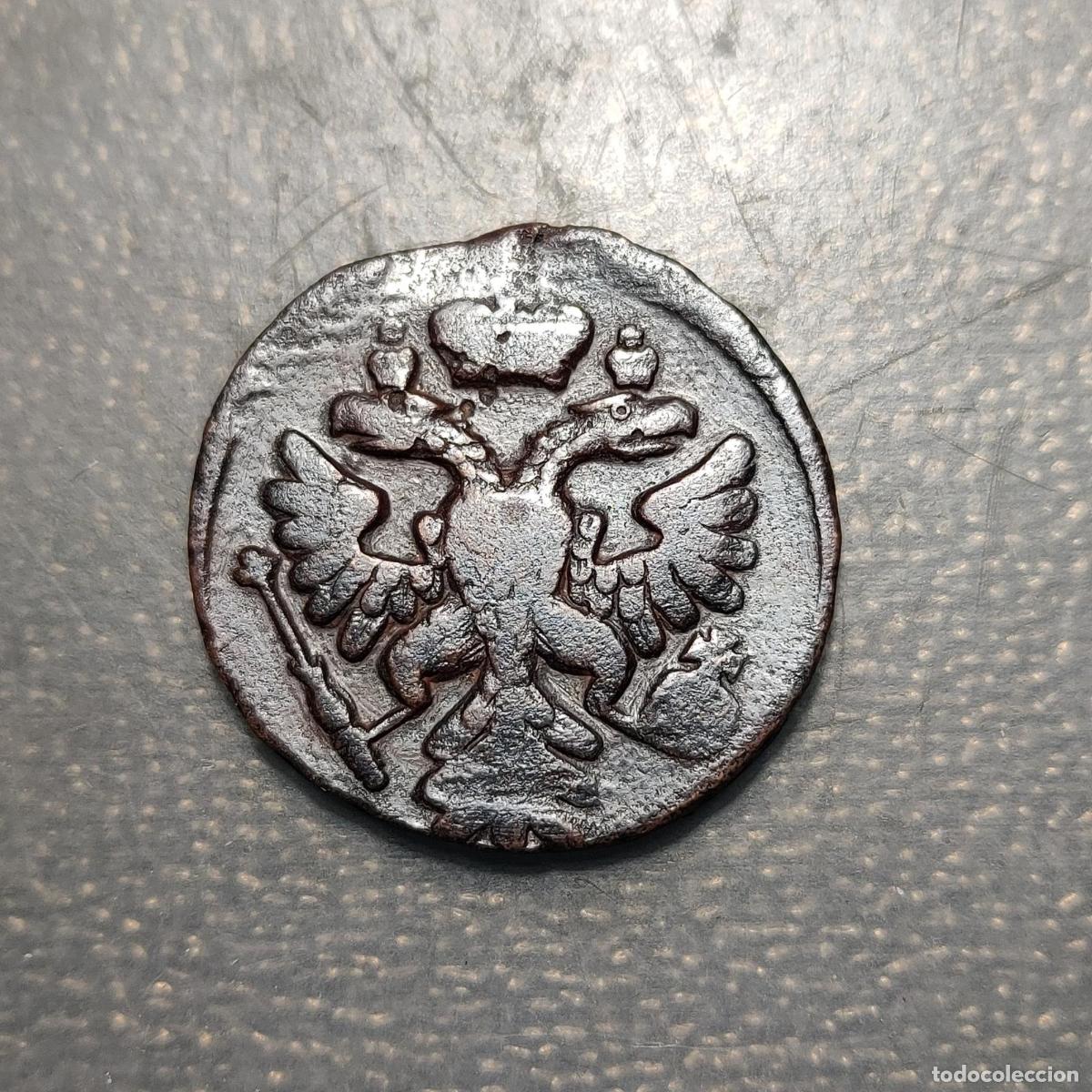 Monedas antiguas de Europa: RUSIA RUSSIA DENGA 1/2 KOPEK 1738 MBC+