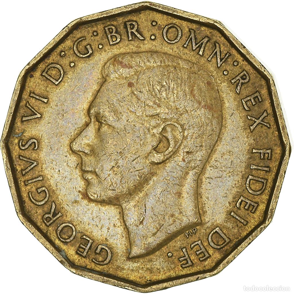 Monedas antiguas de Europa: [#889060] Moneda, Gran Breta&ntilde;a, George VI, 3 Pence, 1952, MBC, N&iacute;quel - lat&oacute;n, KM:873
