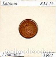 Monedas antiguas de Europa: LETONIA 1992, 1 SANTIMS, KM-15, SC