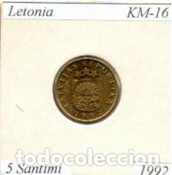 Monedas antiguas de Europa: LETONIA 1992, 5 SANTIMI, KM-16, SC;