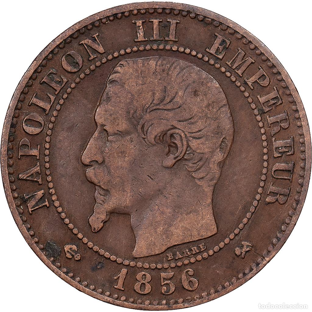 Monedas antiguas de Europa: [#1551089] Francia, Napoleon III, 2 Centimes, 1856, Rouen, Bronce, BC+, Gadoury:103