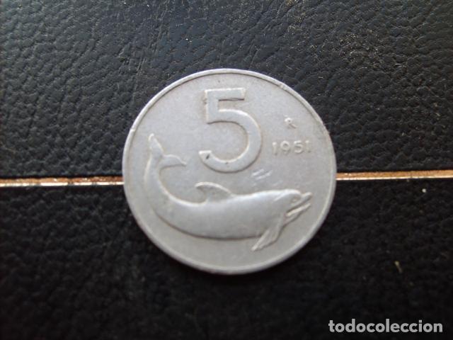 Monedas antiguas de Europa: * ITALIA 5 LIRAS 1951