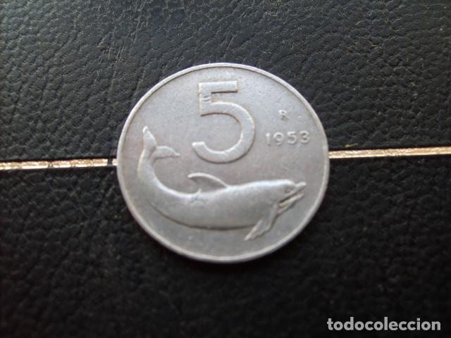 Monedas antiguas de Europa: * ITALIA 5 LIRAS 1953