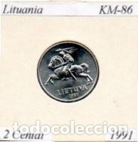 Monedas antiguas de Europa: LITUANIA 1991, 2 CENTAI, KM-86, SC; - Foto 1