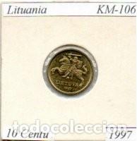 Monedas antiguas de Europa: LITUANIA 1997, 10 CENTU, KM-106, SC