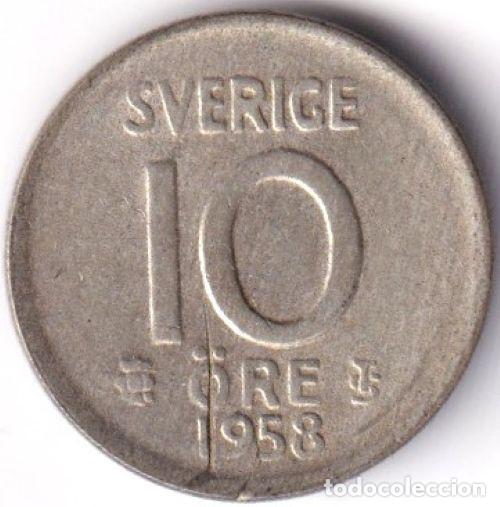 Monedas antiguas de Europa: MONEDA SUECIA - 10 ORE - 1958 - PLATA