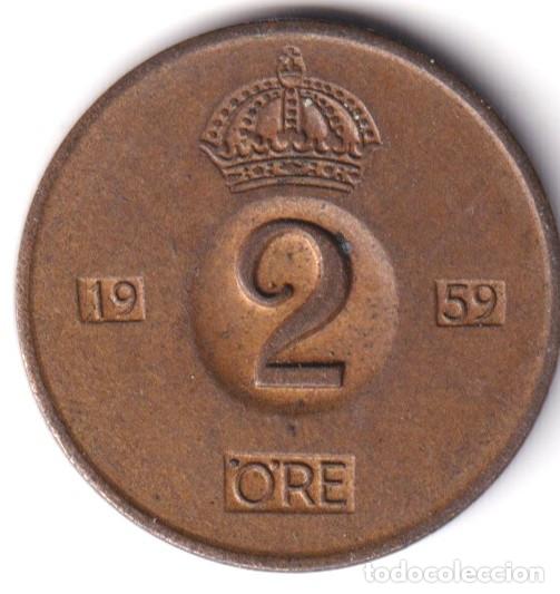 Monedas antiguas de Europa: MONEDA SUECIA - 2 ORE - 1959 - GUSTAF VI ADOLF - COBRE