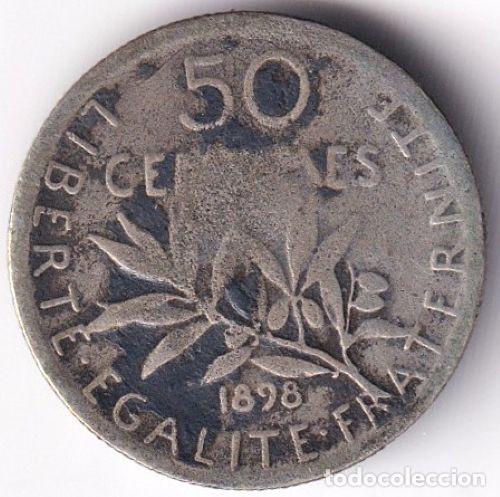 Monedas antiguas de Europa: MONEDA FRANCIA 50 CENTIMES 1898 REPUBLICA FRANCESA - PLATA