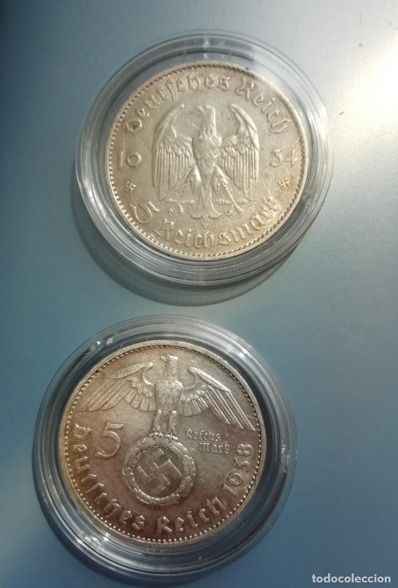 Monedas antiguas de Europa: 2 monedas de 5 Reichsmark Tercer Reich