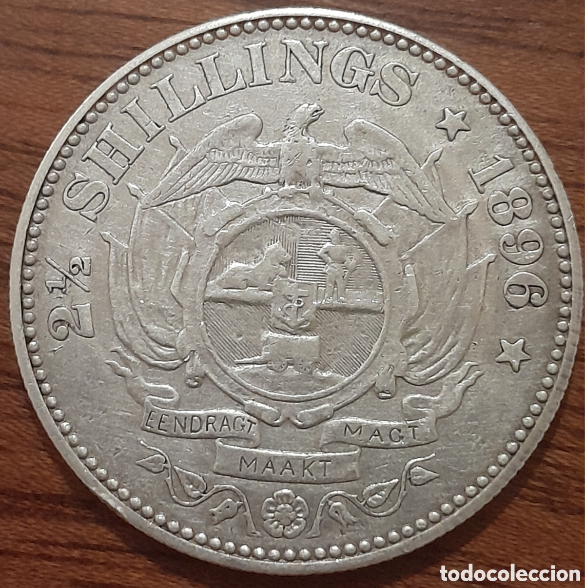 Moedas antigas da Europa: Moneda Plata 2 1/2 Shillings 1896 ZAR Paul Kruger / Pi&egrave;ce Argent