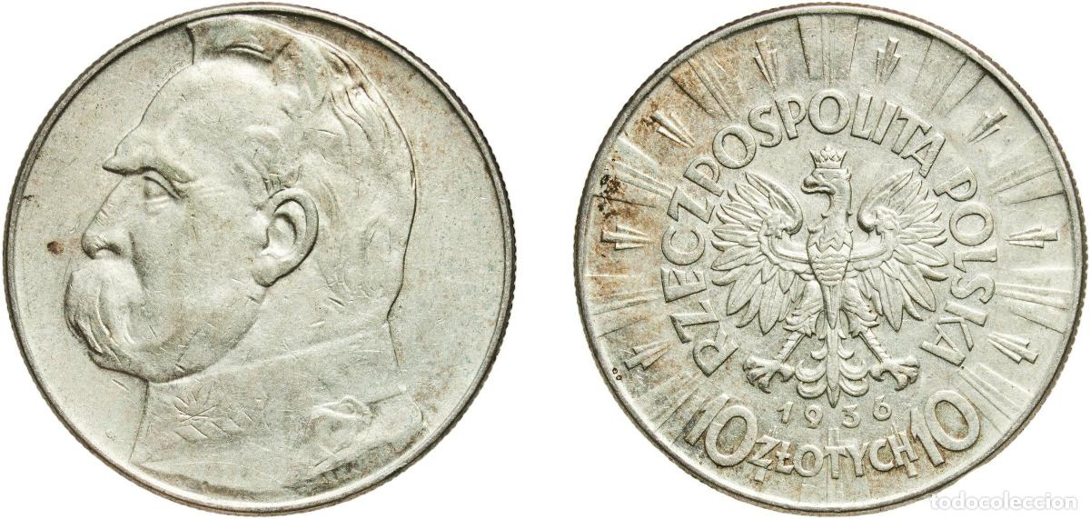Monedas antiguas de Europa: Poland Second Republic 1936 10 Złotych (J&oacute;zef Piłsudski) Silver (.750) (2130000) 22g AU Y 29 Sch&ouml;n
