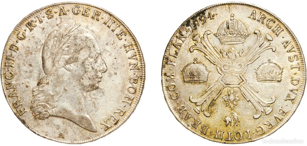 Monedas antiguas de Europa: Austrian Netherlands 1794 A 1 Kronenthaler - Franz II (Type II) Silver (.873) Vienna Mint 29.45g XF