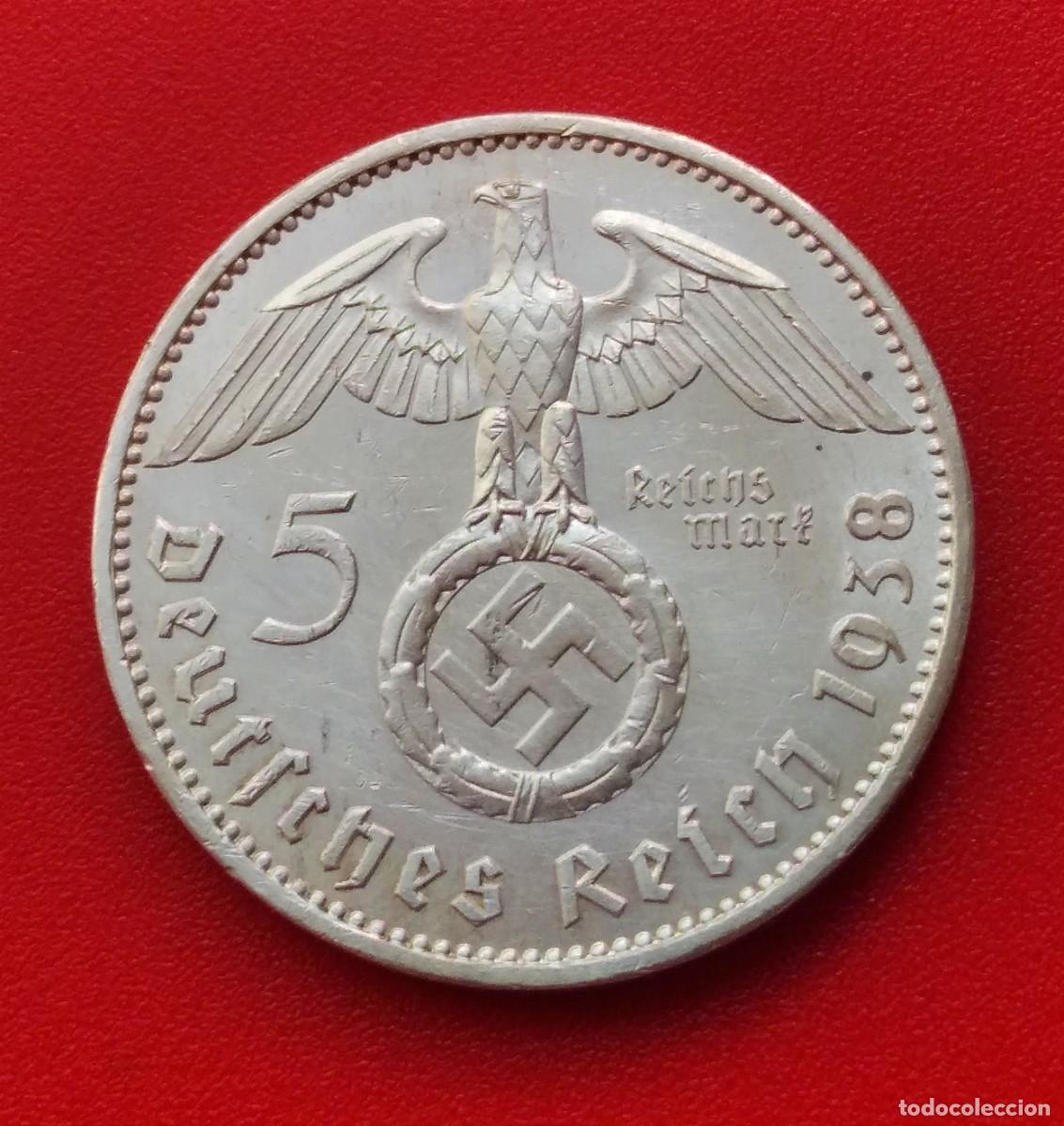 Monedas antiguas de Europa: MONEDA PLATA 5 REICHSMARK 1938 NAZI