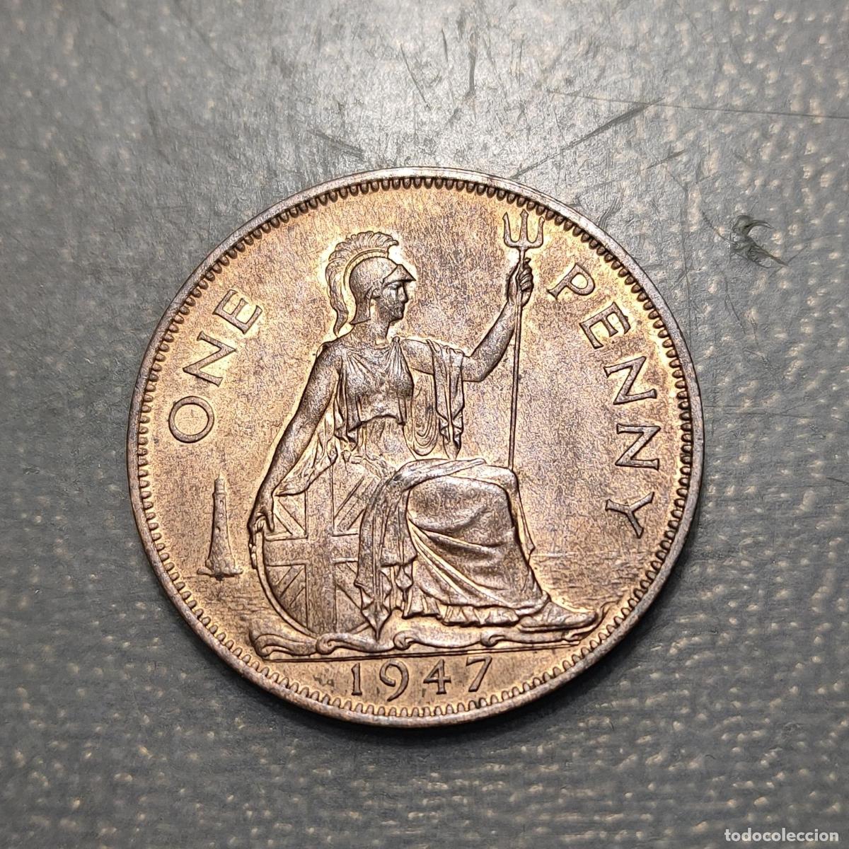 Monedas antiguas de Europa: GREAT BRITAIN GRAN BRETA&Ntilde;A GEORGE VI 1 PENNY 1947 SC UNC BRILLO ORIGINAL