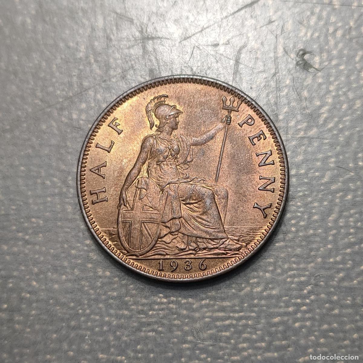 Monedas antiguas de Europa: GREAT BRITAIN GRAN BRETA&Ntilde;A GEORGE V 1/2 PENNY 1936 SC UNC BRILLO ORIGINAL
