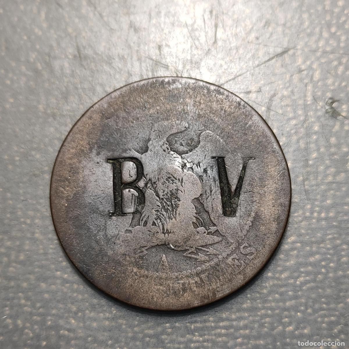 Monedas antiguas de Europa: FRANCIA FRANCE 10 CENTIMES 1855 A CONTRAMARCAS BV/B