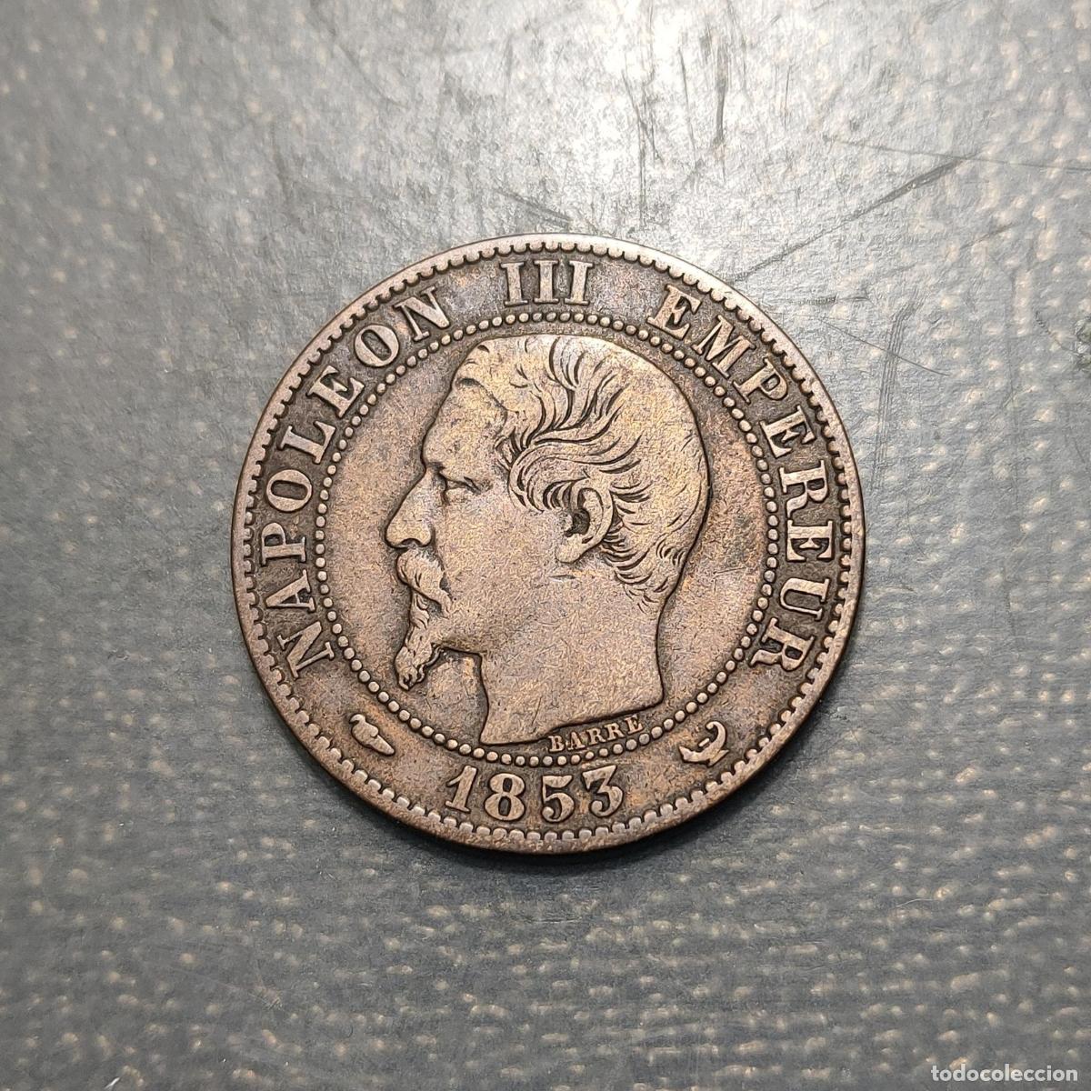 Monedas antiguas de Europa: FRANCIA FRANCE 5 CENTIMES REYES VISITA A LA BOLSA 1853 BC+ ESCASA SCARCE