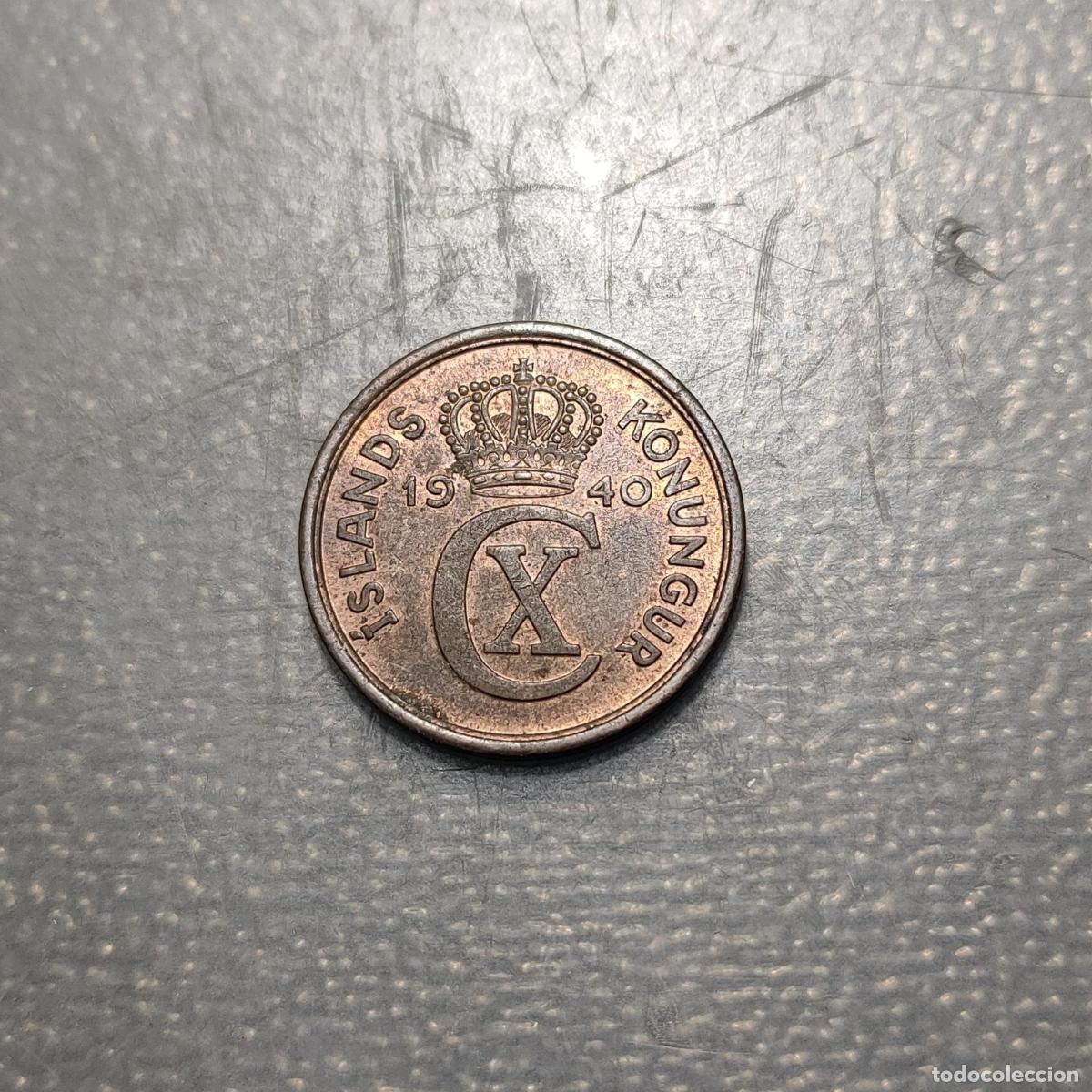 Monedas antiguas de Europa: ICELAND ISLANDIA 2 AURAR 1940 KM 6.2 EBC+ BRILLO ORIGINAL