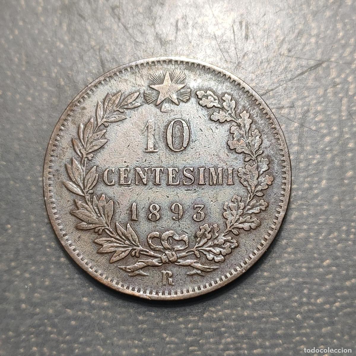 Monedas antiguas de Europa: ITALIA REINO UMBERTO I 10 CENTESIMI 1893 R MBC
