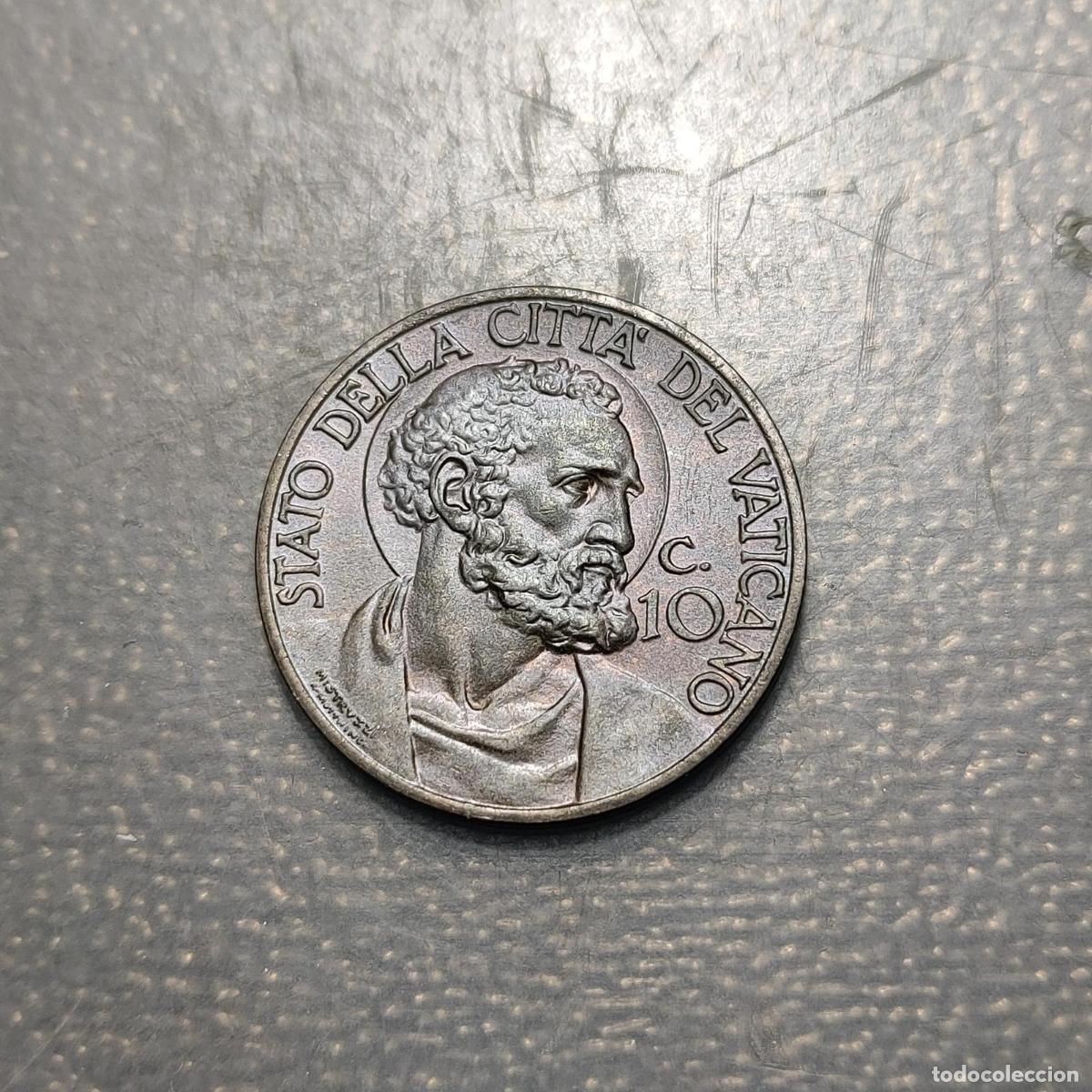 Monedas antiguas de Europa: VATICANO PIO XII 10 CENTESIMI 1940 SC UNC