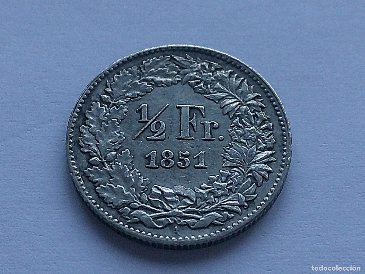 Monedas antiguas de Europa: Suiza 1/2 franco de plata 1851 A. 12ec29