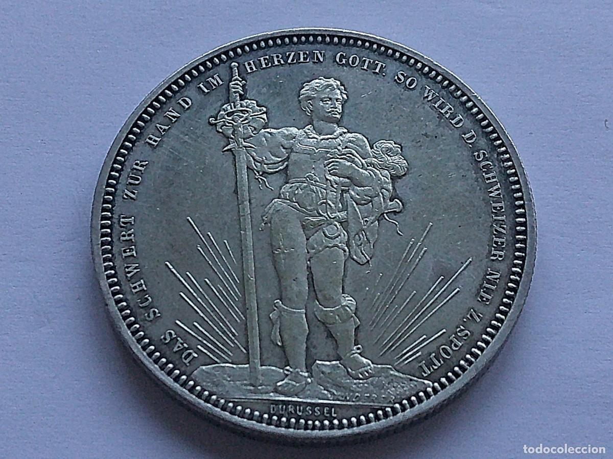 Monedas antiguas de Europa: Suiza Basel 5 francos de plata 1879. Brillo original. 14ec29