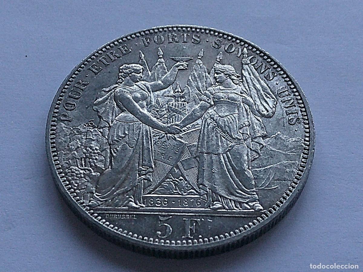 Monedas antiguas de Europa: Suiza Lausanne 5 francos de plata 1876. Brillo original. 16ec29