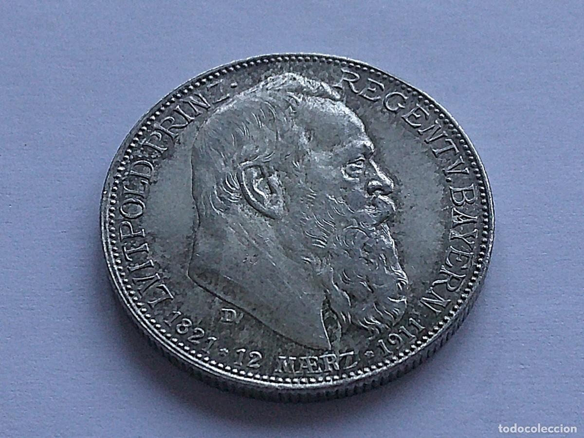 Monedas antiguas de Europa: Alemania Baviera Luitpold 2 marcos de plata 1911 D. 18ec29