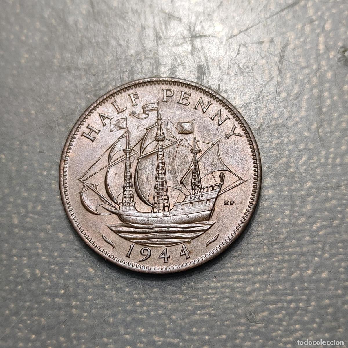 Monedas antiguas de Europa: GREAT BRITAIN GRAN BRETA&Ntilde;A GEORGE VI 1/2 PENNY 1944 SC UNC