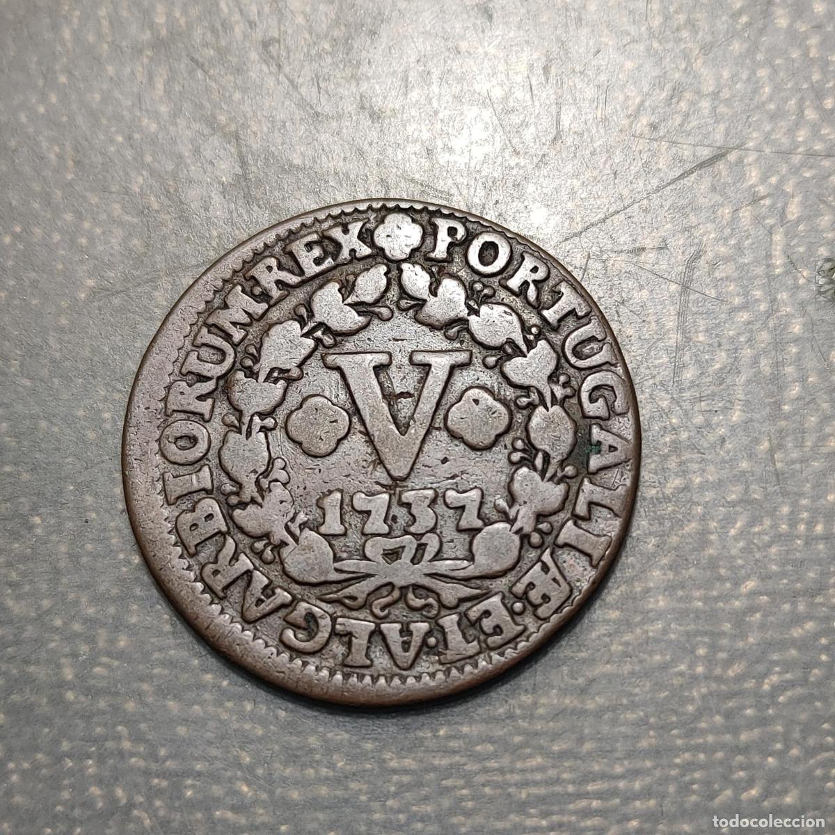 Monedas antiguas de Europa: PORTUGAL JOAO V 5 REIS 1737 MBC-