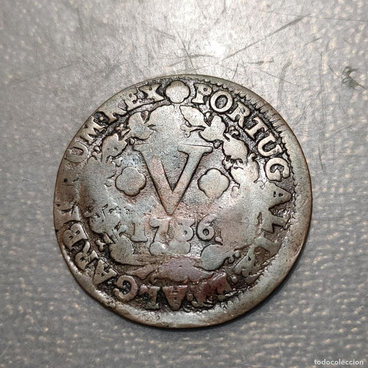 Monedas antiguas de Europa: PORTUGAL JOAO V 5 REIS 1736
