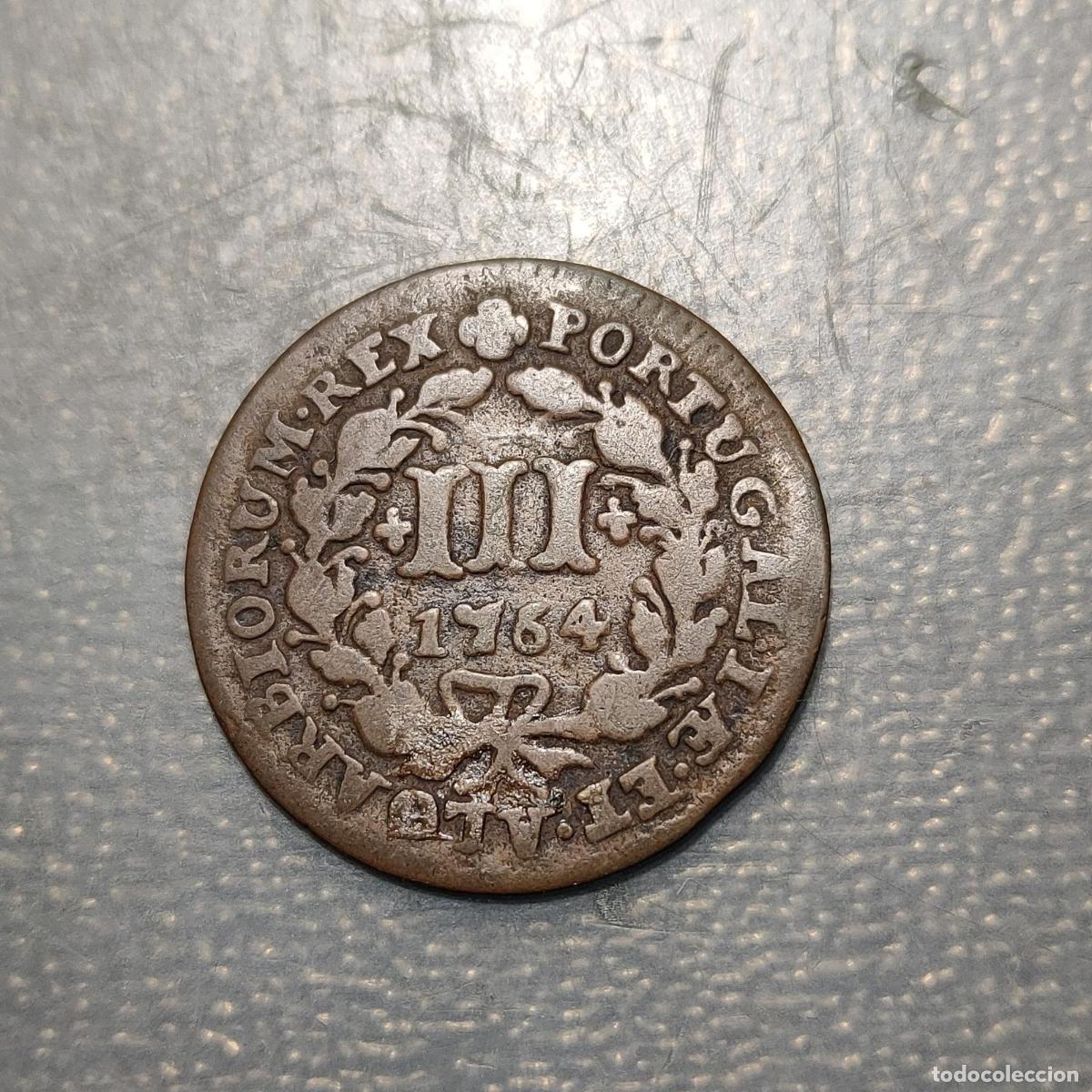 Monedas antiguas de Europa: PORTUGAL JOSE I JOSEPHUS XXX 3 REIS 1764 MBC-/MBC