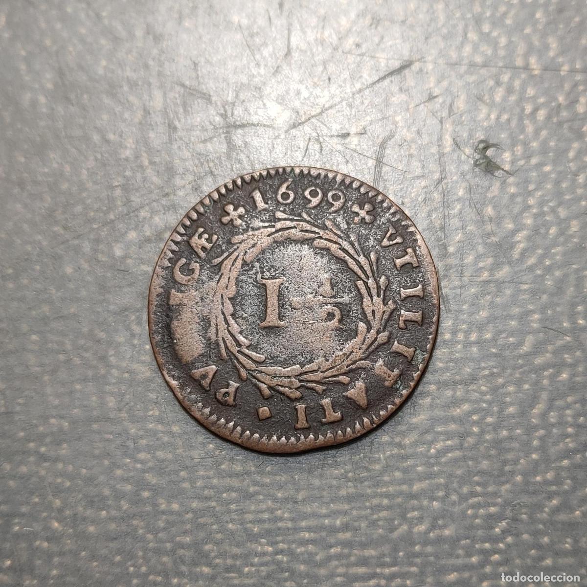 Monedas antiguas de Europa: PORTUGAL PEDRO II 1 1/2 REIS 1699 MBC