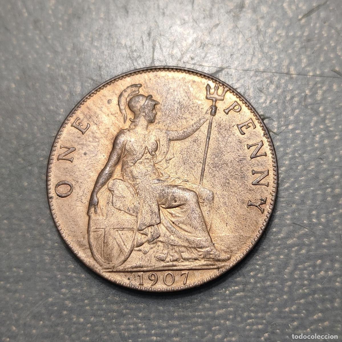 Monedas antiguas de Europa: GREAT BRITAIN GRAN BRETA&Ntilde;A EDWARD VII 1 PENNY 1907 SC- BRILLO ORIGINAL