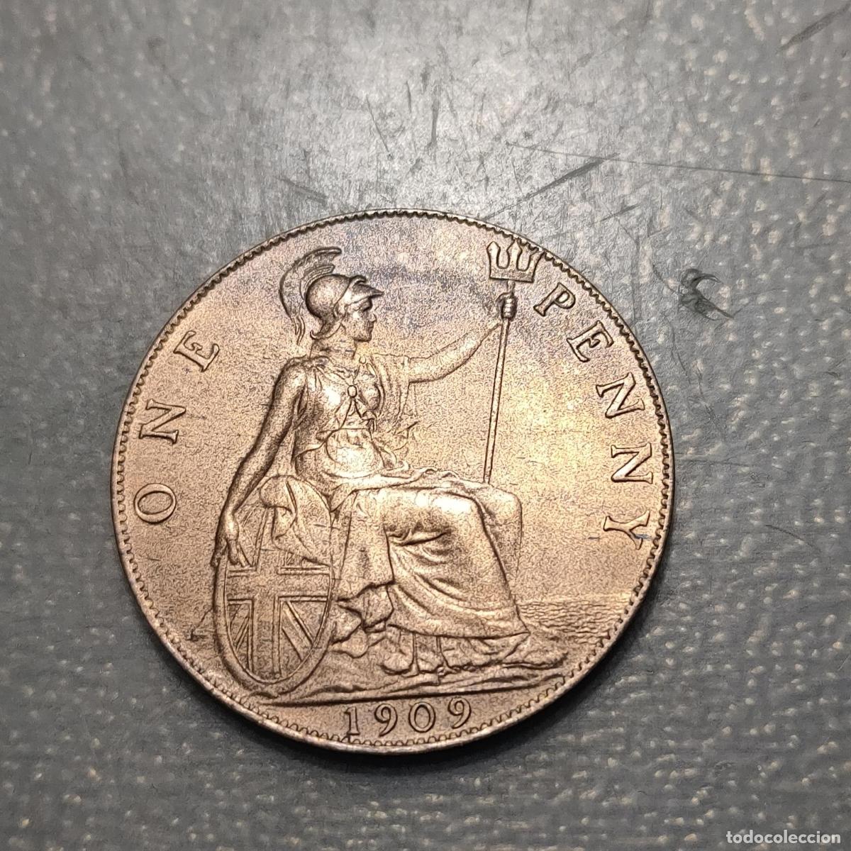 Monedas antiguas de Europa: GREAT BRITAIN GRAN BRETA&Ntilde;A EDWARD VII 1 PENNY 1909 SC UNC BRILLO ORIGINAL