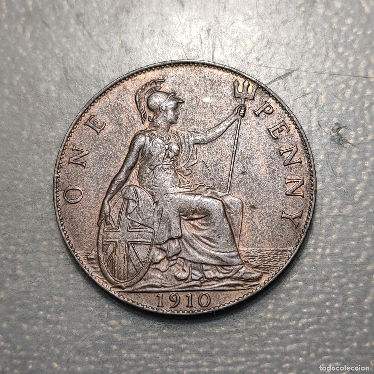 Monedas antiguas de Europa: GREAT BRITAIN GRAN BRETA&Ntilde;A EDWARD VII 1 PENNY 1910 SC UNC BRILLO ORIGINAL