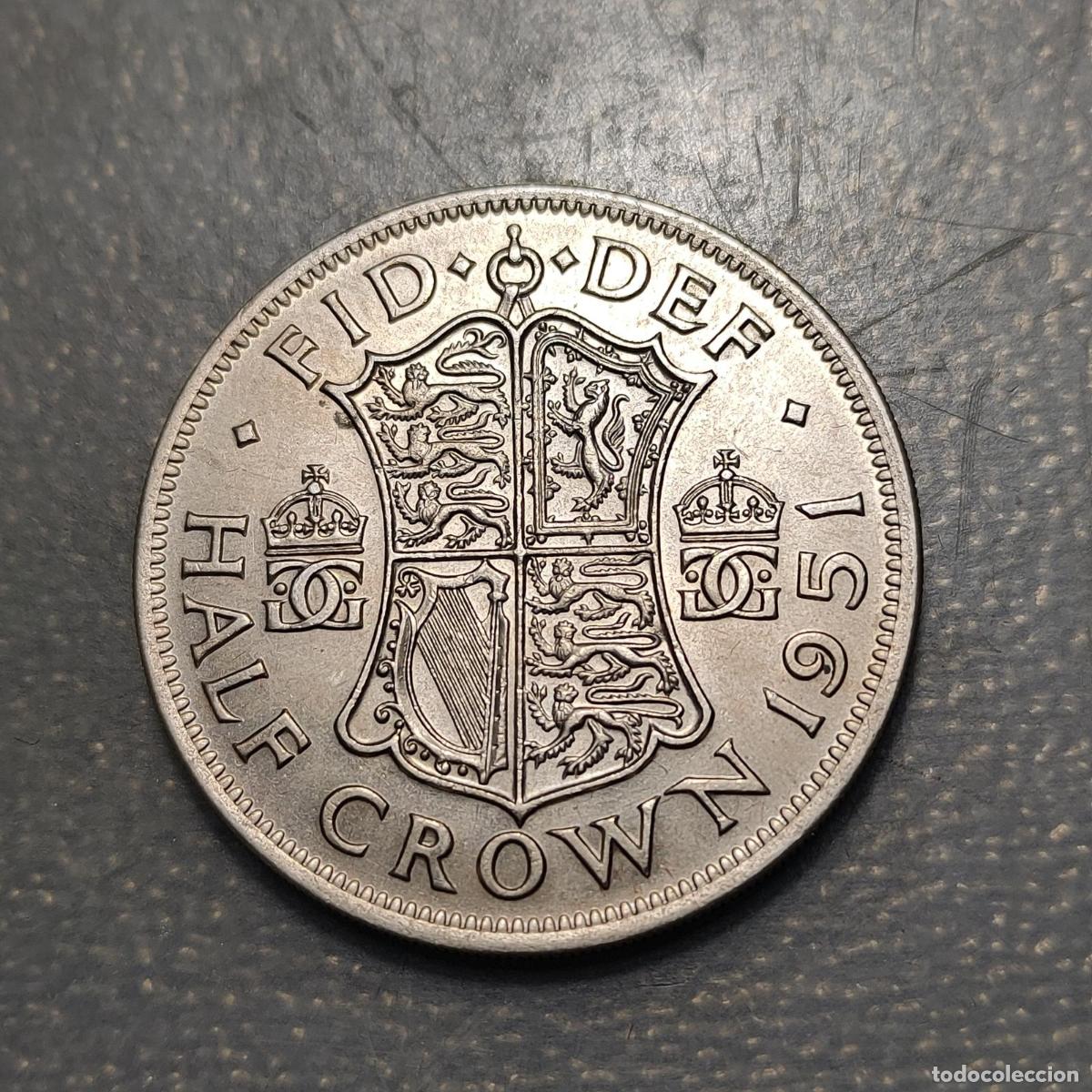 Monedas antiguas de Europa: GREAT BRITAIN GRAN BRETA&Ntilde;A GEORGE VI 1/2 CROWN 1951 SCARCE ESCASA NICKEL EBC+